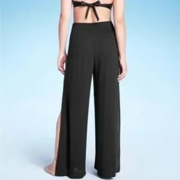 SZXL Kona Sol Target Black Crinkle Cover Up Pant. Side Slits. Wide waistband. - Picture 7 of 7